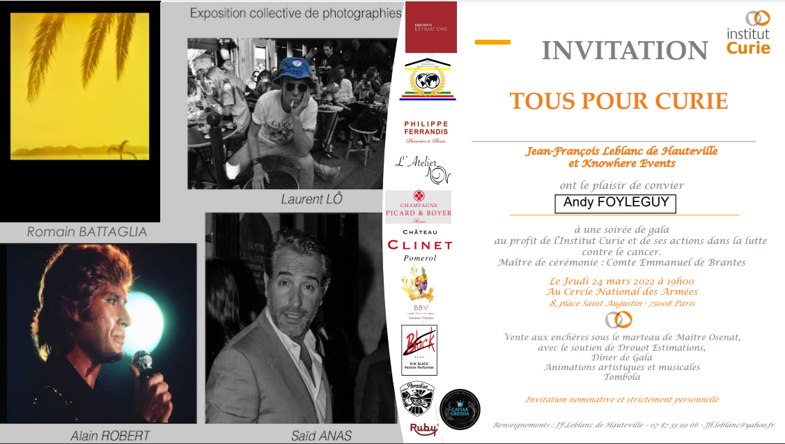 B&V Pur Planteur Sponsor Officiel de l'événement "Tous pour Curie" : Lutte contre le cancer de l'institut Marie Curie